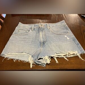 Silver Tab Levi's Mom Shorts Distressed Light Wash 2.5"